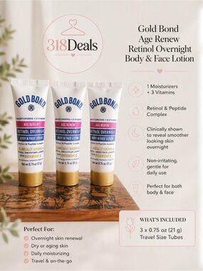 Gold Bond Age Renew Retinol Overnight Body & Face Lotion Travel Size